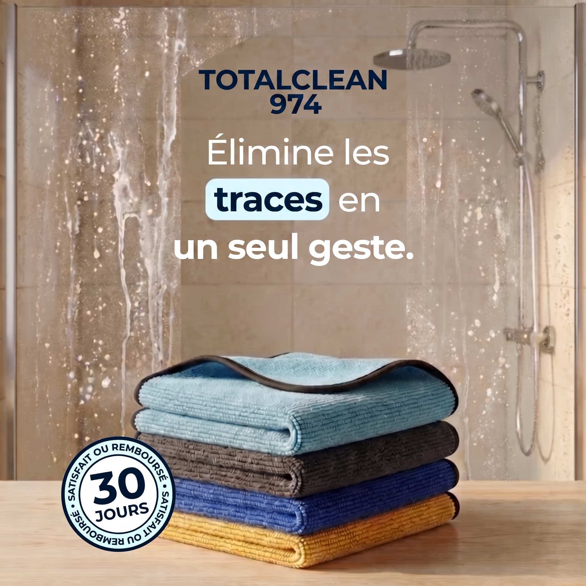 Totalclean - Un seul chiffon pour le carrelage, les vitres, les robinets et les miroirs