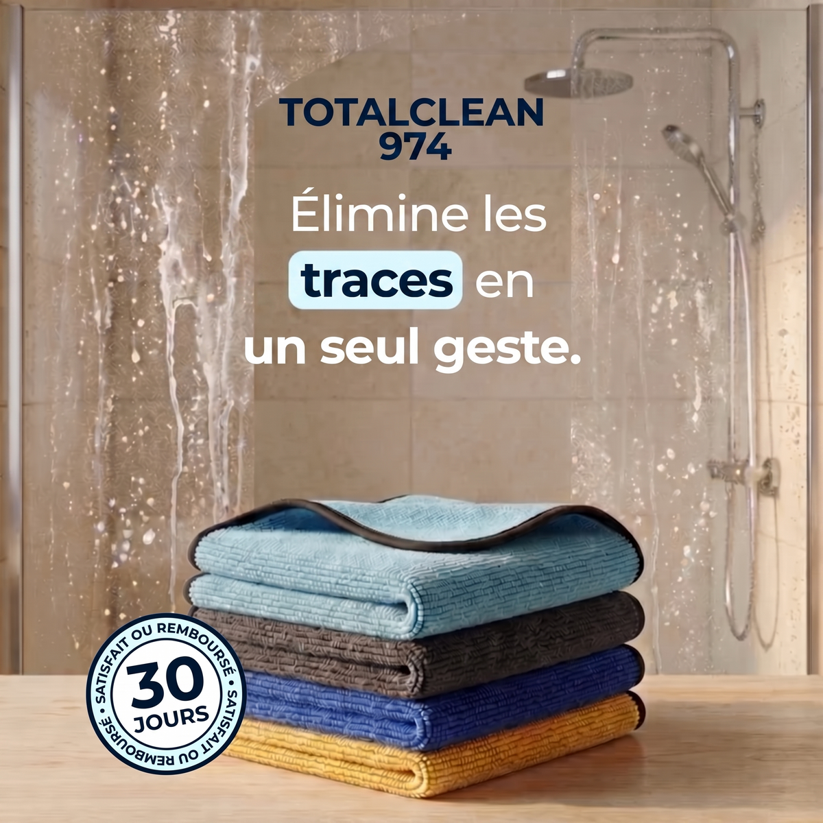 Totalclean - Un seul chiffon pour le carrelage, les vitres, les robinets et les miroirs